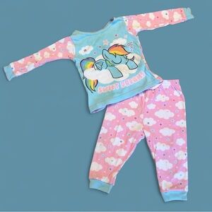 Hasbro Blue and Pink Pajama Set My Little Pony Cartoon Design